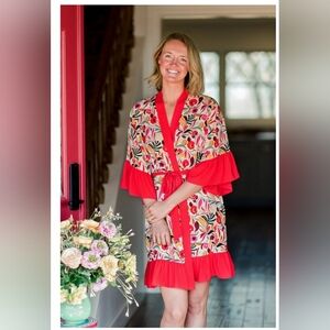 The Pioneer Woman Multicolor Floral Kimono- Ruffle Sleeves-sz 2X